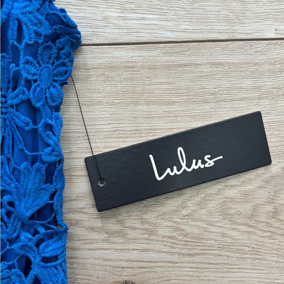 NWT Lulus Blue Lace Dress Wedding Guest Dress Size Small - Picture 8 of 11